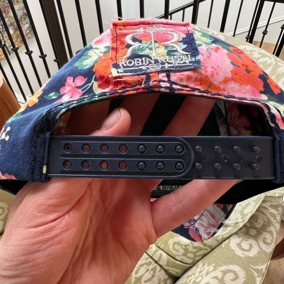 Robin Ruth floral navy Thailand baseball hat navy blue athleisure vacation - Picture 5 of 5